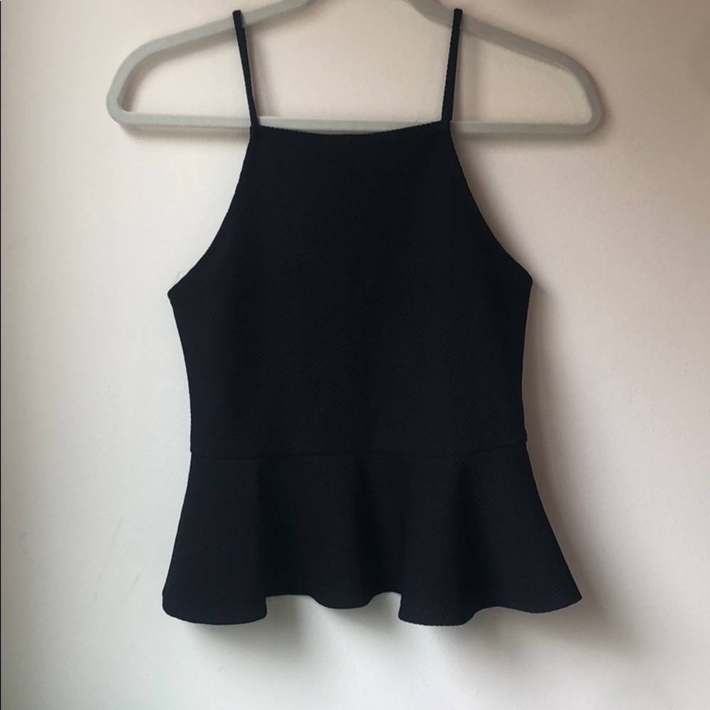 Black Spaghetti strap Peplum Top